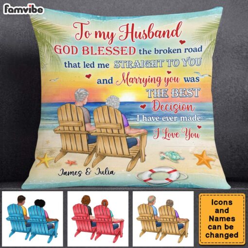 Personalized Gift For Old Couple God Blessed The Broken Road That Led Me Straight To You Pillow