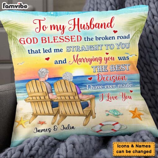 Personalized Gift For Old Couple God Blessed The Broken Road That Led Me Straight To You Pillow