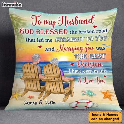 Personalized Gift For Old Couple God Blessed The Broken Road That Led Me Straight To You Pillow