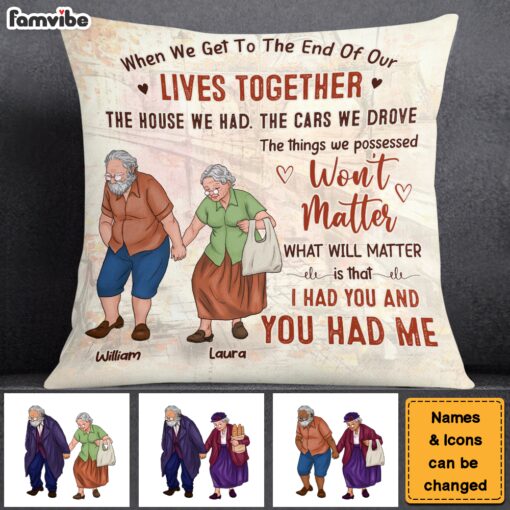 Personalized Gift For Old Couple Together To The End Of Their Lives Pillow