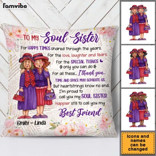 Personalized Gift For Old Friend I’m Proud To Call You My Soul Sister Pillow