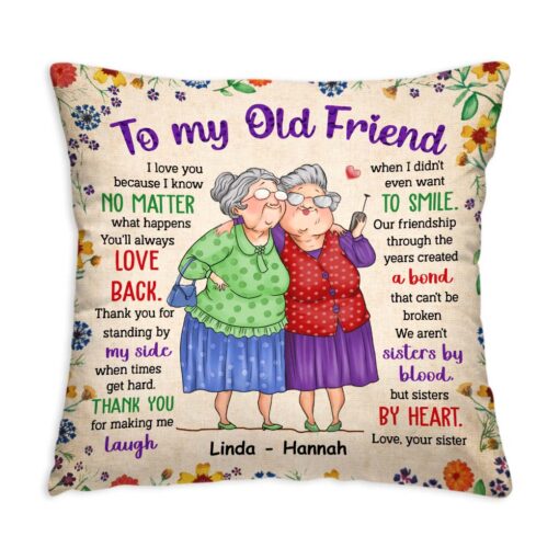 Personalized Gift For Old Friend Sisters By Heart Pillow