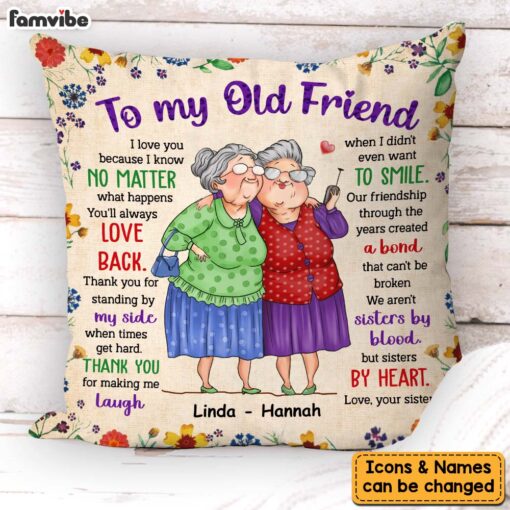 Personalized Gift For Old Friend Sisters By Heart Pillow