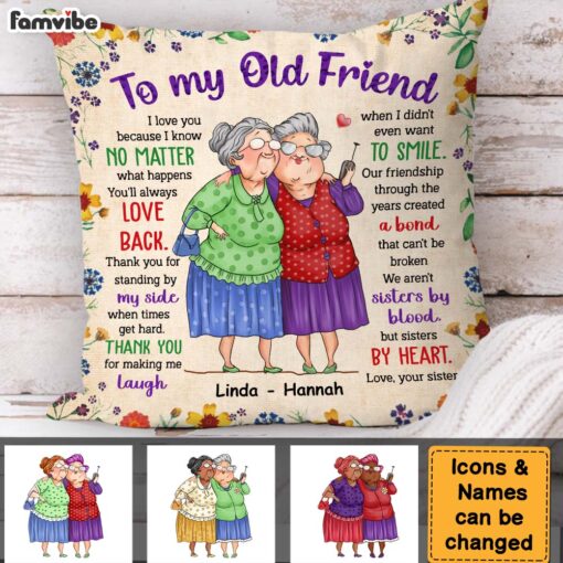 Personalized Gift For Old Friend Sisters By Heart Pillow