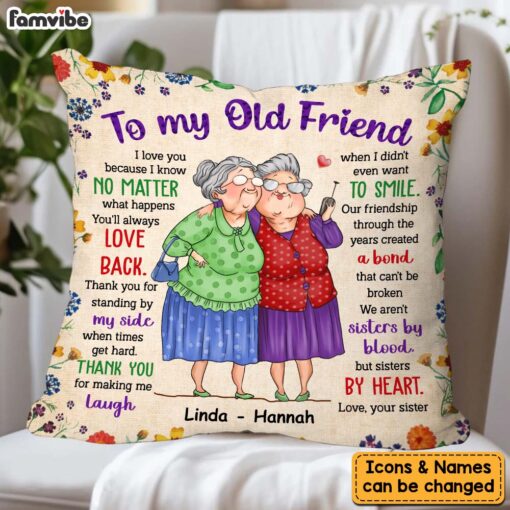 Personalized Gift For Old Friend Sisters By Heart Pillow