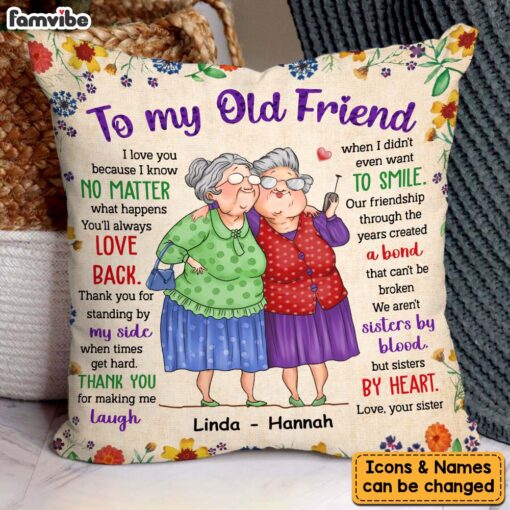 Personalized Gift For Old Friend Sisters By Heart Pillow