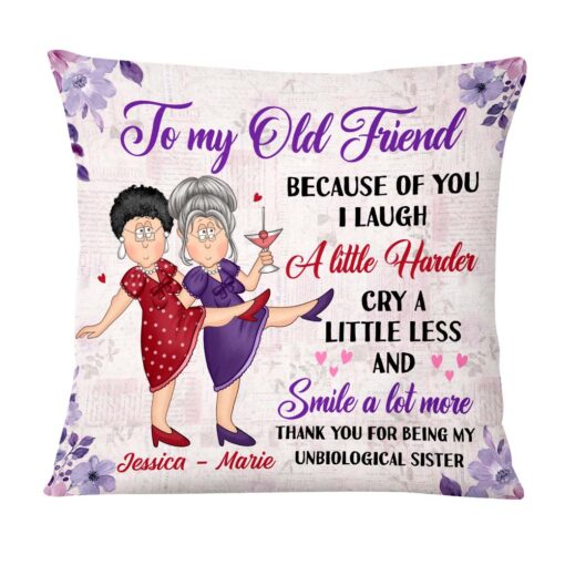 Personalized Gift For Senior Friends Unbiological Sister Pillow