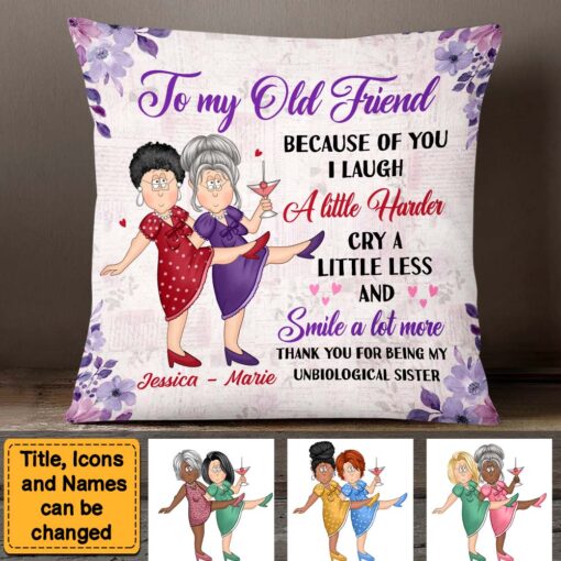 Personalized Gift For Senior Friends Unbiological Sister Pillow