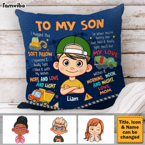 Personalized Gift For Son Construction Hug This Pillow