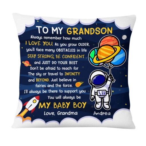 Personalized Gift For Son Grandson Astronaut Outer Space To My Grandson Pillow