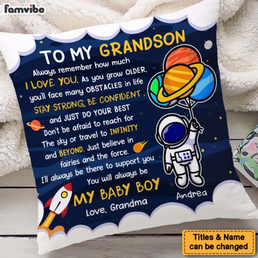 Personalized Gift For Son Grandson Astronaut Outer Space To My Grandson Pillow