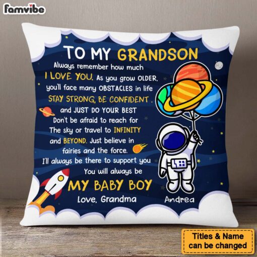 Personalized Gift For Son Grandson Astronaut Outer Space To My Grandson Pillow