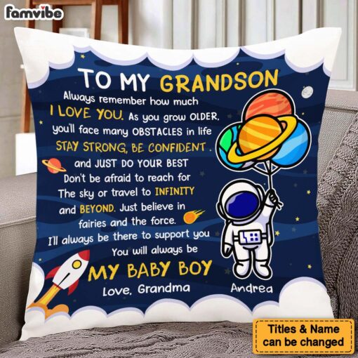 Personalized Gift For Son Grandson Astronaut Outer Space To My Grandson Pillow