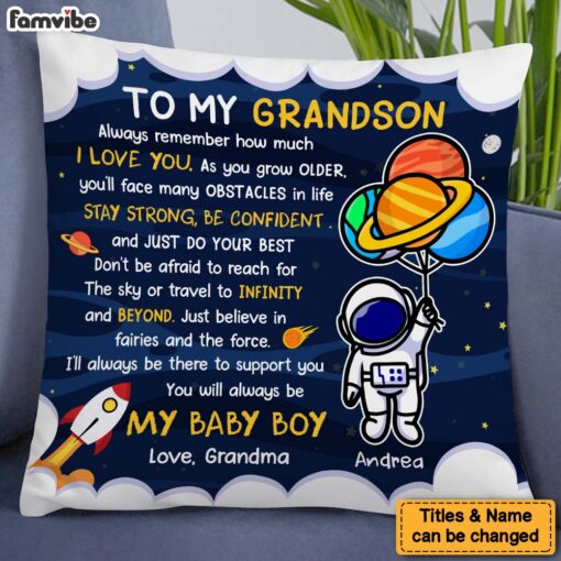 Personalized Gift For Son Grandson Astronaut Outer Space To My Grandson Pillow