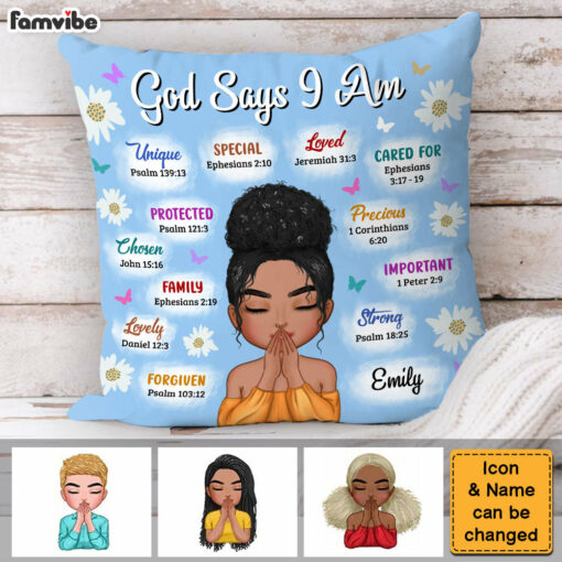 Personalized Gift For Woman Affirmation God Says Pillow