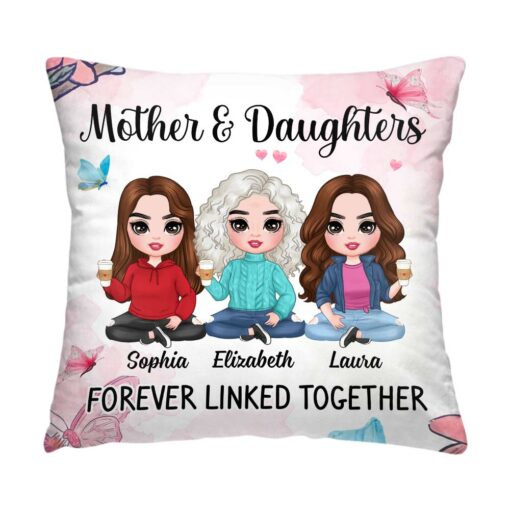 Personalized Gift Mom Daughter Forever Linked Together Pillow