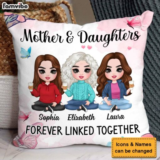 Personalized Gift Mom Daughter Forever Linked Together Pillow