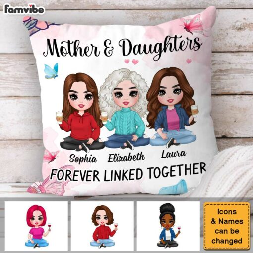 Personalized Gift Mom Daughter Forever Linked Together Pillow