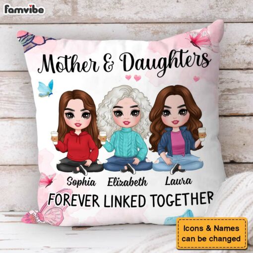 Personalized Gift Mom Daughter Forever Linked Together Pillow