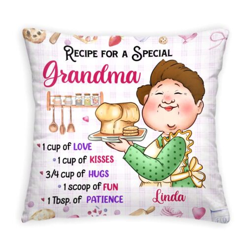 Personalized Gift Recipe For A Grandma Baking Pillow