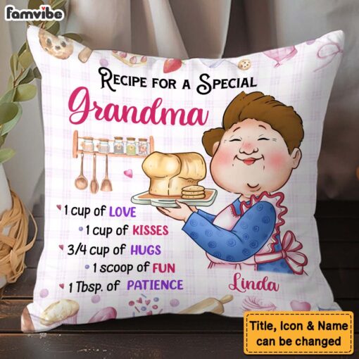 Personalized Gift Recipe For A Grandma Baking Pillow