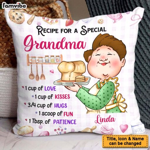 Personalized Gift Recipe For A Grandma Baking Pillow