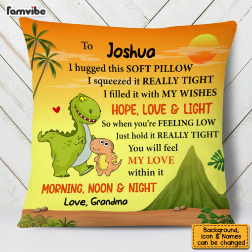 Personalized Gift Son Grandson Pillowcase Dinosaur Kids