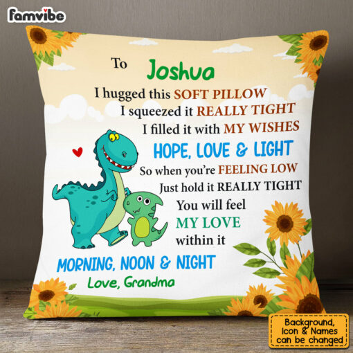 Personalized Gift Son Grandson Pillowcase Dinosaur Kids