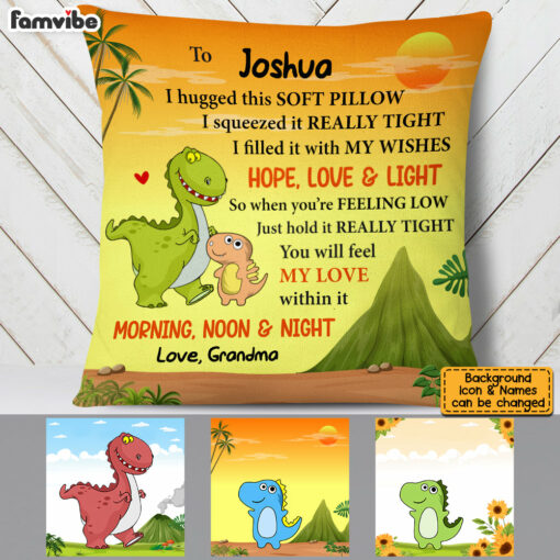 Personalized Gift Son Grandson Pillowcase Dinosaur Kids