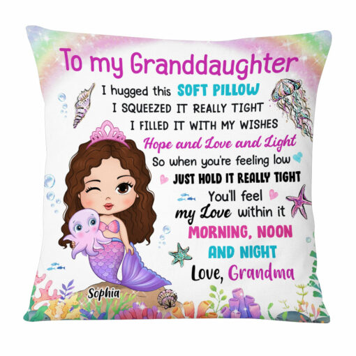 Personalized Gift To My Granddaughter Mermaid Hug This Pillow