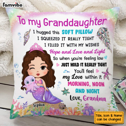 Personalized Gift To My Granddaughter Mermaid Hug This Pillow