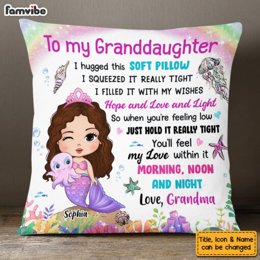 Personalized Gift To My Granddaughter Mermaid Hug This Pillow