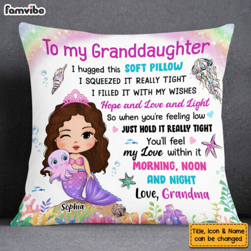 Personalized Gift To My Granddaughter Mermaid Hug This Pillow