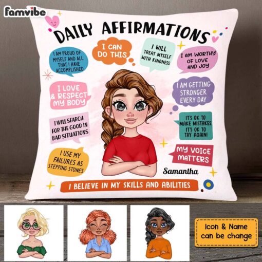 Personalized Gift for Daughter Daily Affirmations Pillow