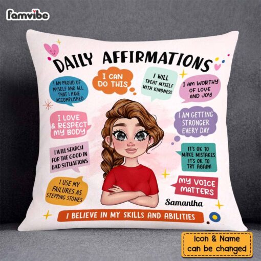 Personalized Gift for Daughter Daily Affirmations Pillow