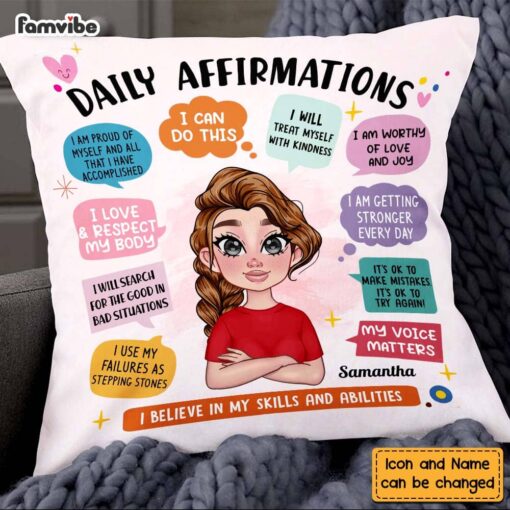 Personalized Gift for Daughter Daily Affirmations Pillow