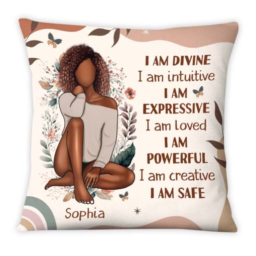 Personalized Gift for Daughter I Am Divine Affirmation Pillow