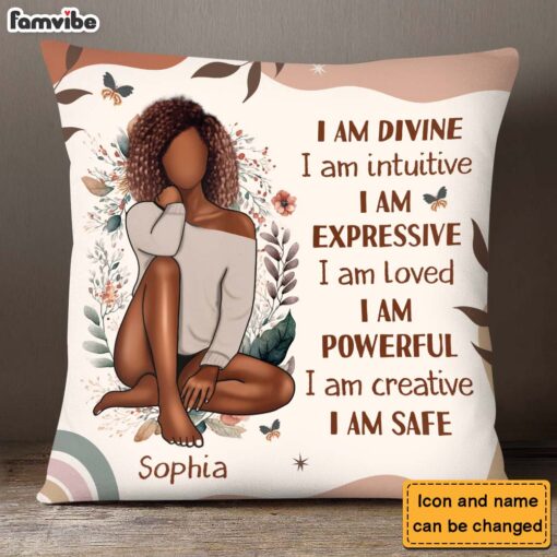 Personalized Gift for Daughter I Am Divine Affirmation Pillow