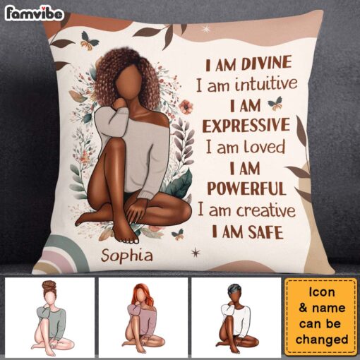 Personalized Gift for Daughter I Am Divine Affirmation Pillow