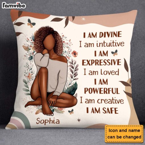 Personalized Gift for Daughter I Am Divine Affirmation Pillow