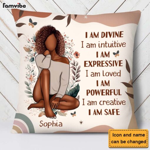 Personalized Gift for Daughter I Am Divine Affirmation Pillow