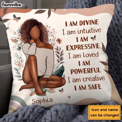 Personalized Gift for Daughter I Am Divine Affirmation Pillow