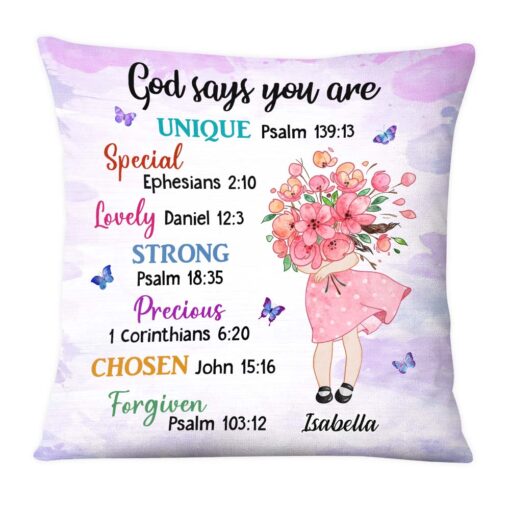 Personalized Gift for Granddaughter Daughter God Says You Are Hugging Flowers Pillow