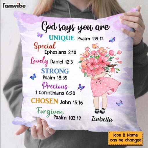 Personalized Gift for Granddaughter Daughter God Says You Are Hugging Flowers Pillow