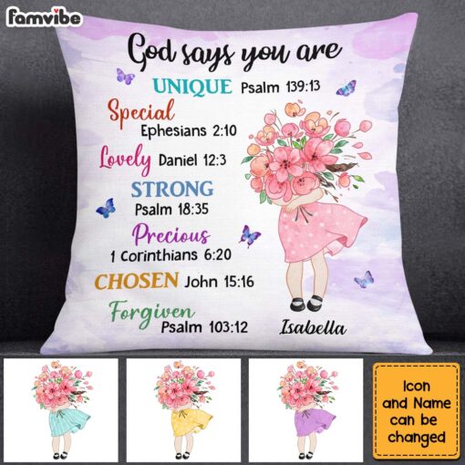 Personalized Gift for Granddaughter Daughter God Says You Are Hugging Flowers Pillow