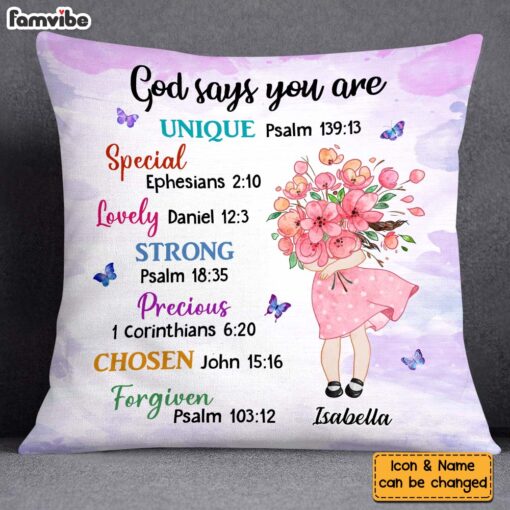 Personalized Gift for Granddaughter Daughter God Says You Are Hugging Flowers Pillow