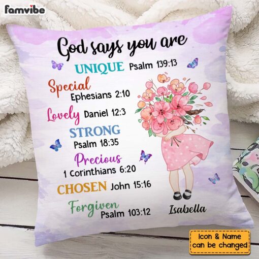 Personalized Gift for Granddaughter Daughter God Says You Are Hugging Flowers Pillow