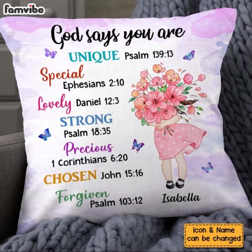 Personalized Gift for Granddaughter Daughter God Says You Are Hugging Flowers Pillow