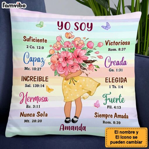 Personalized Gift for Granddaughter Daughter Yo Soy Inspiracion Spanish Bible Pillow