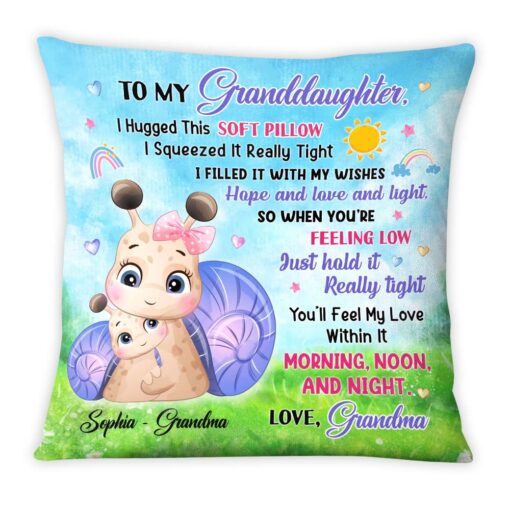 Personalized Gift for Granddaughter Little Cute Snail Pillow